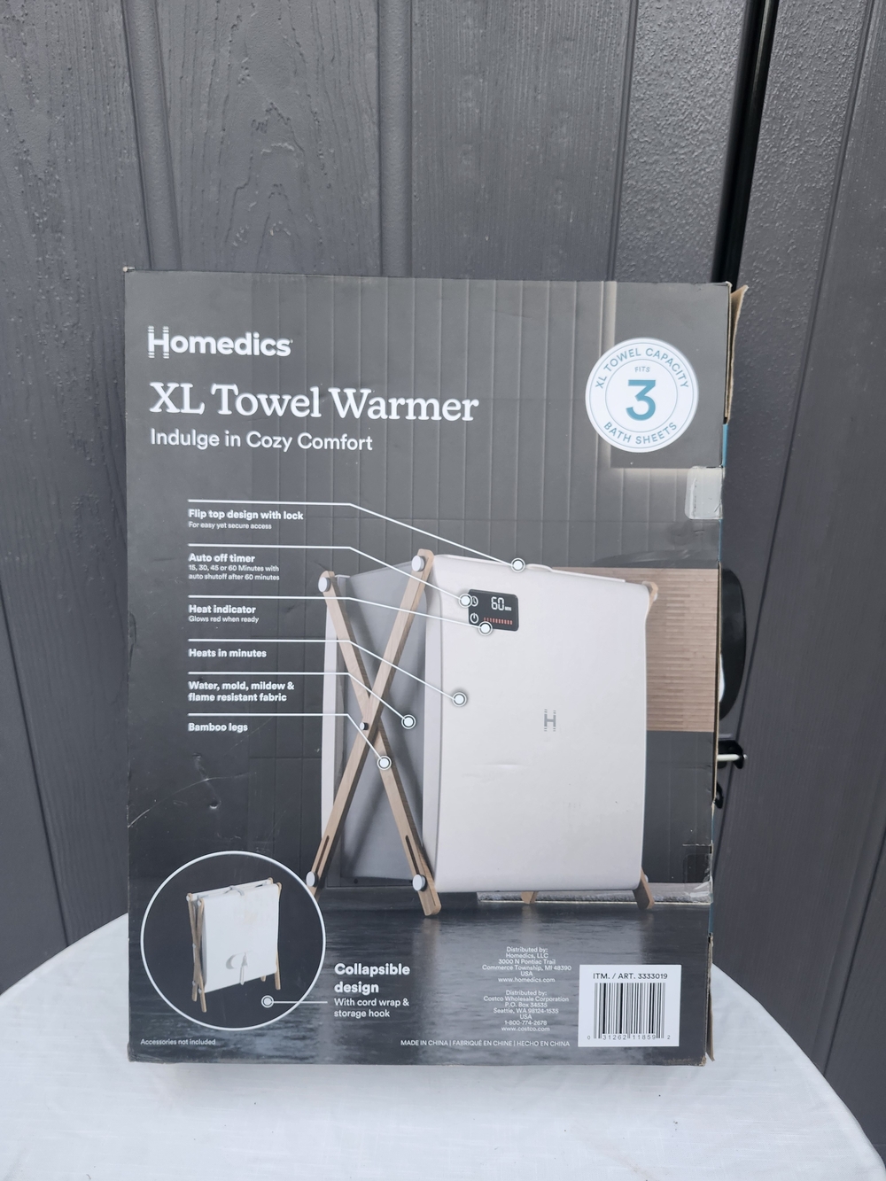 Homedics XL Towel Warmer in White and Wood